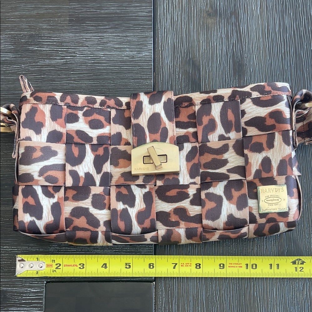 Harveys Leopard Print Clutch with Brown and Black Accents